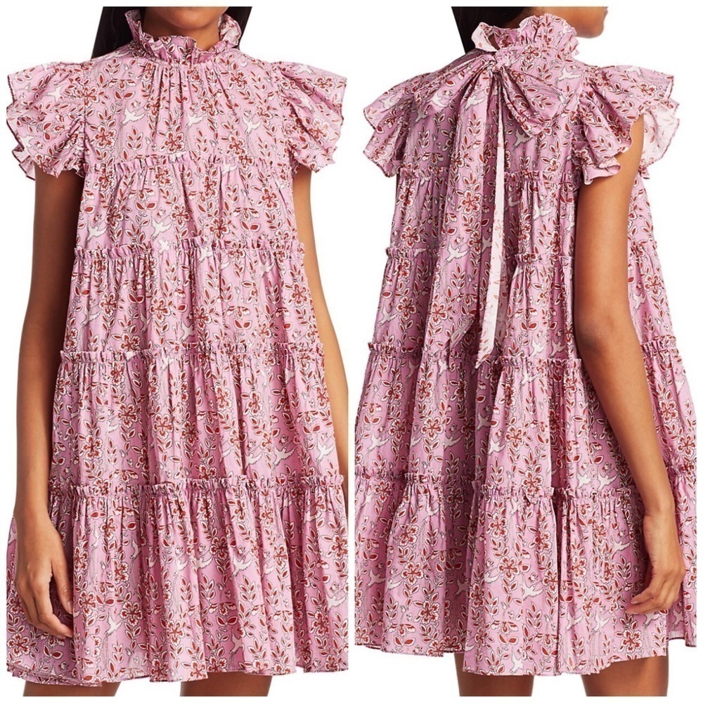 RHODE Tiffany Ruffled Tiered Cotton Mini Babydoll Dress